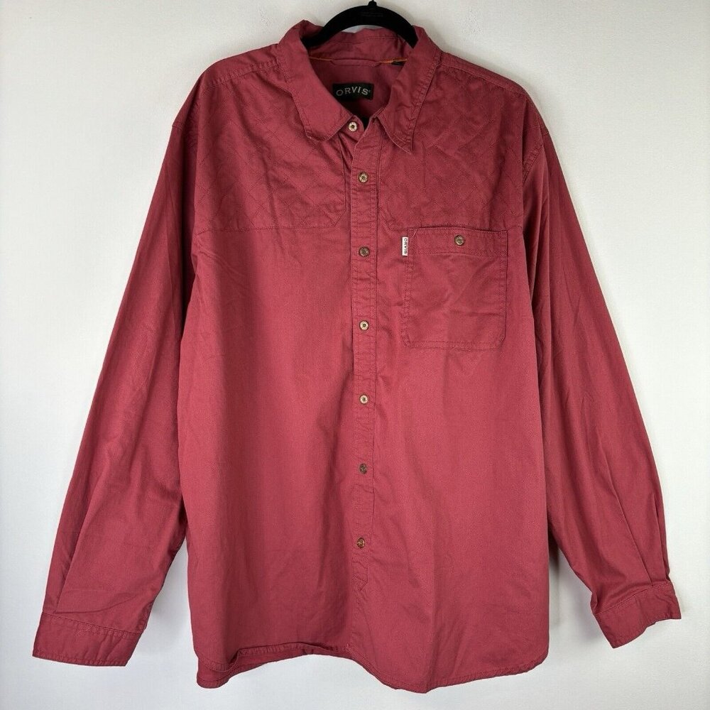 Orvis Shirt Size XXL Faded Red Button Up Long Sleeve Casual Mens Collard